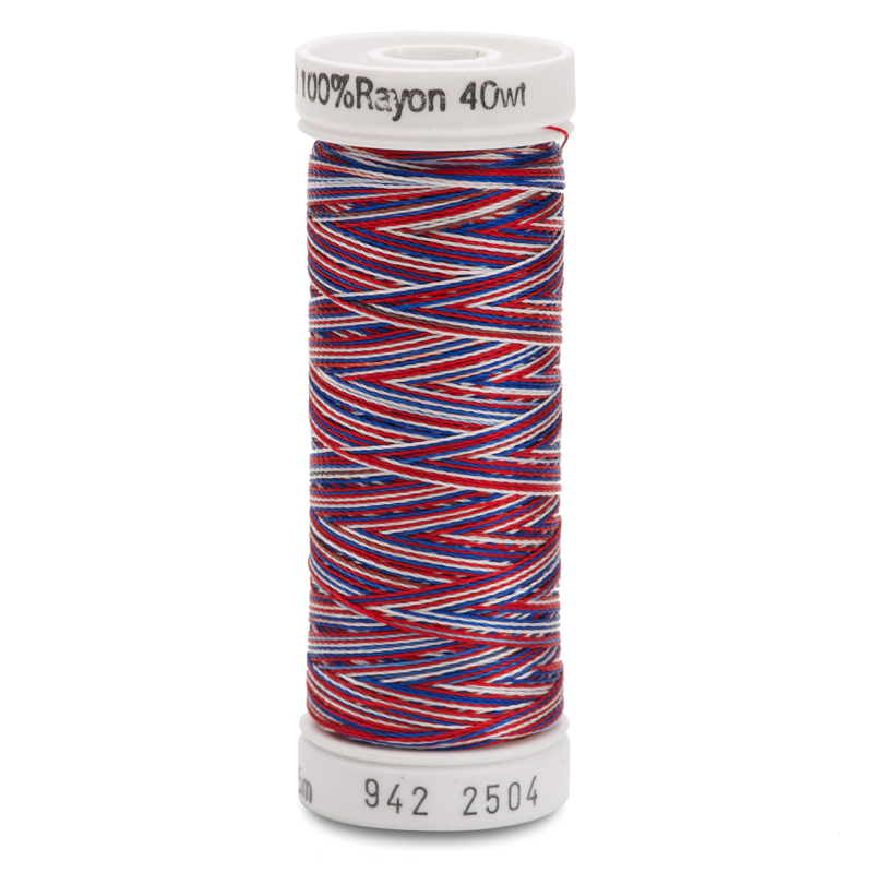 Sulky 40 Wt. Rayon Multi-Color Thread - Red/White/Blue - 250 yd. Spool