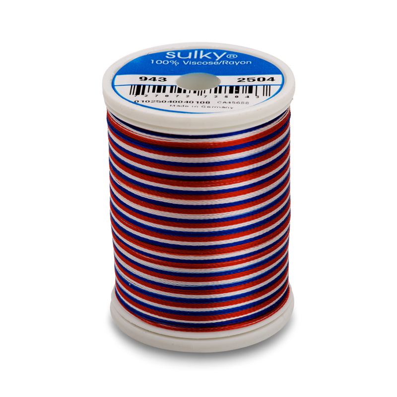 Sulky 40 Wt. Rayon Multi-Color Thread - Red/White/Blue - 850 yd. Spool