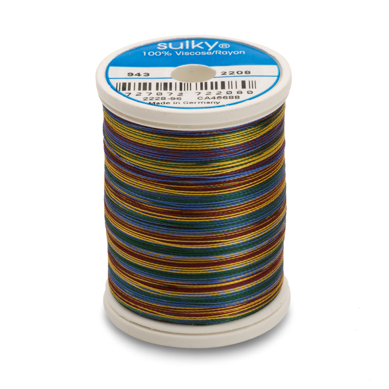 Sulky 40 Wt. Rayon Multi-Color Thread - Burgundy/Green/Blue/Tan -850 yd. Spool