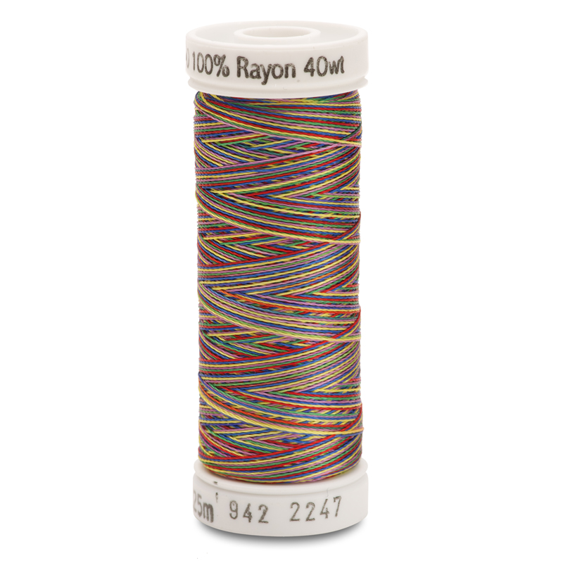Sulky 40 Wt. Rayon Multi-Color Thread - Blue/Lavender/Red/Yellow/Green - 250 yd. Spool