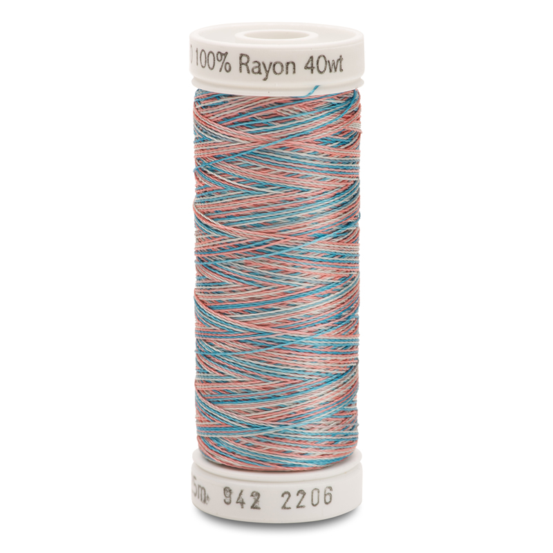 Sulky 40 Wt. Rayon Multi-Color Thread - Turquoise/Coral/Purple - 250 yd. Spool